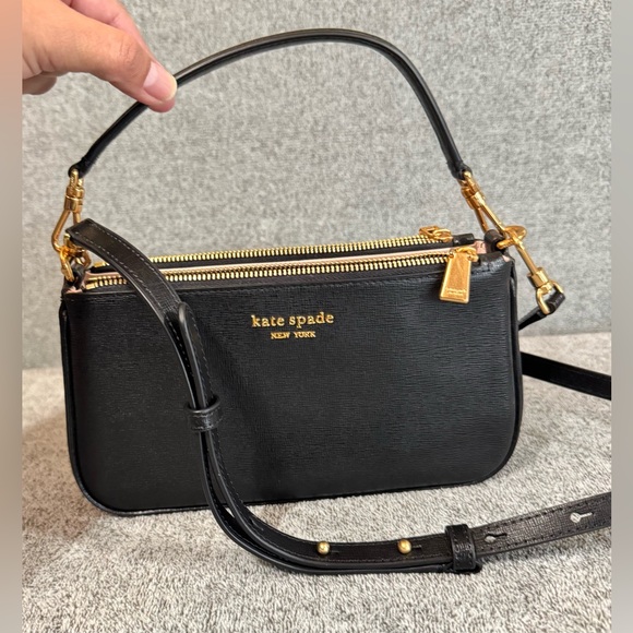 Kate Spade Morgan Saffiano Leather Small East West Crossbody Black Pre Owned - Picture 3 of 7